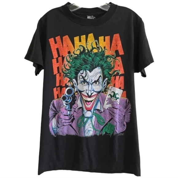 Vintage 1989 DC Comics Graphic Joker T-shirt XS Single Stitch Dated - Picture 1 of 6